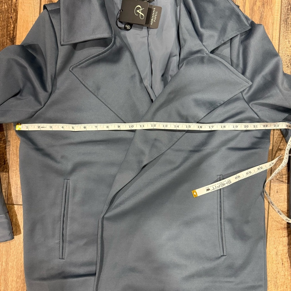 Adrianna Papell‎ Dusty Blue Trench Jacket With Back Yoke XL - Picture 8 of 10
